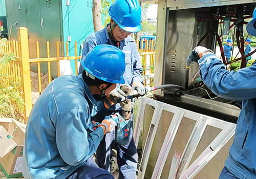2024年9月12日，110kv河陽站6kv渤海線管具支線15號桿kz刀閘至末端線路負(fù)荷升壓改造，接入110kv河口站10kv金盛線1H環(huán)網(wǎng)柜工程